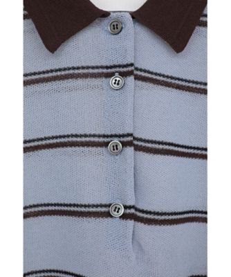 ニットポロシャツ　clane（クラネ） SPONGY SHEER POLO KNIT TOPS 10106ー