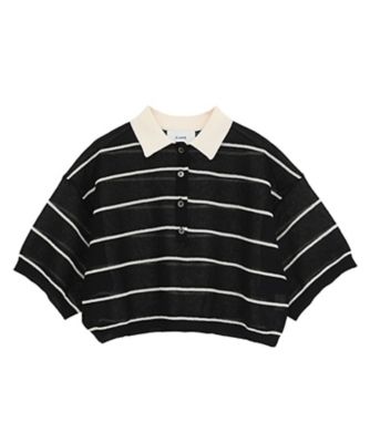ニットポロシャツ　clane（クラネ） SPONGY SHEER POLO KNIT TOPS 10106ー
