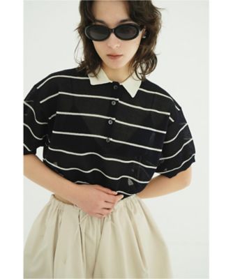 【CLANE】SPONGY SHEER POLO KNIT TOPS タグ付き SPONGY SHEER POLO KNIT TOPS 10106ー