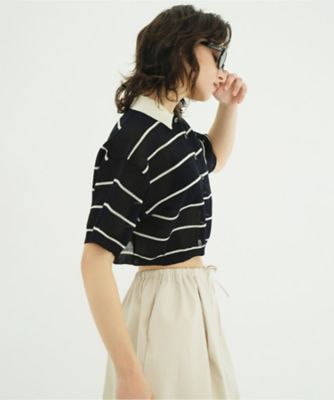 SPONGY SHEER POLO KNIT TOPS 10106ー