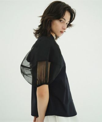 美品 CLANE TULLE LAYERED SLEEVE SHIRTS TULLE LAYERED SLEEVE SHIRTS 10122ー