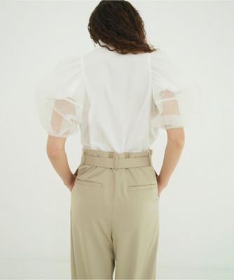 CLANE TULLE LAYERED SLEEVE SHIRTS ホワイト TULLE LAYERED SLEEVE SHIRTS 10122ー