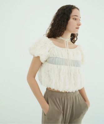 ＜CLANE (Women)＞Ｗ　ＦＡＣＥ　ＴＯＰＳＴＩＴＣＨＥＤ　ＦＲＩＬＬ　ＴＯＰＳ　１０１２２ー４１５３