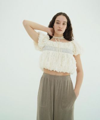 W FACE TOPSTITCHED FRILL TOPS 10122