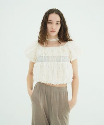 W FACE TOPSTITCHED FRILL TOPS クラネ　CLANE W FACE TOPSTITCHED FRILL TOPS 10122