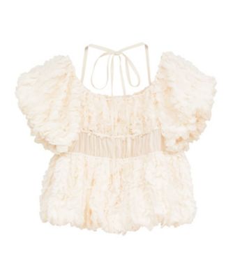 W FACE TOPSTITCHED FRILL TOPS 10122