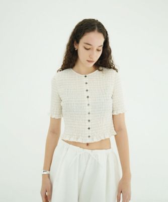 ＜CLANE (Women)＞ＳＨＩＲＲＩＮＧ　ＨＡＬＦ　ＳＬＥＥＶＥ　ＢＬＯＵＳＥ　１０１２２ー４２５３