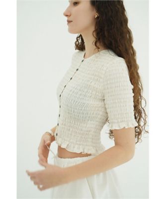 SHIRRING HALF SLEEVE BLOUSE 10122ー