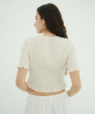 SHIRRING HALF SLEEVE BLOUSE 10122ー