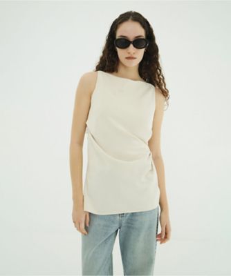 【新品】OMMO SATIN DRAPE TANK TOP OMMO ONLINE STORE / LINE SLIT TUCK TOP