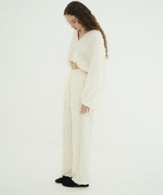 TOPSTITCHED FRILL STRAIGHT PANTS