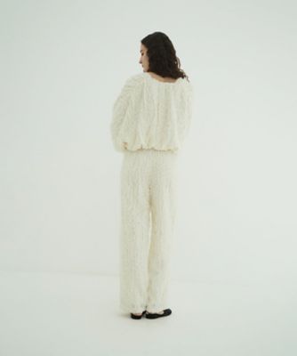 TOPSTITCHED FRILL STRAIGHT PANTS