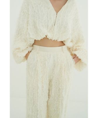TOPSTITCHED FRILL STRAIGHT PANTS