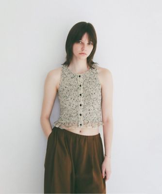 トップス IKUMI MIX mesh design tee W FACE MIX MESH GATHER N／S TOPS