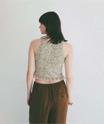 W FACE MIX MESH GATHER N／S TOPS