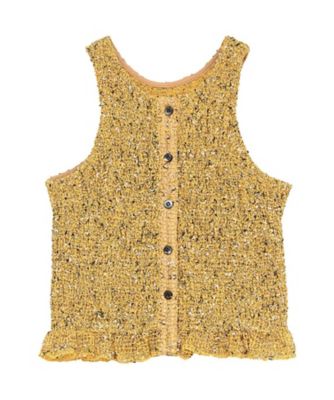 W FACE MIX MESH GATHER N／S TOPS