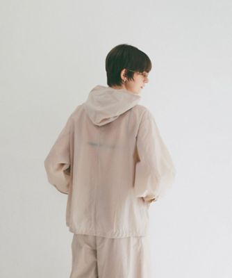 CRINKLED SHEER NYLON ZIP UP HOODIE