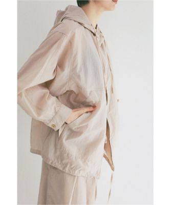 CRINKLED SHEER NYLON ZIP UP HOODIE