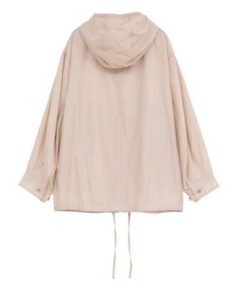 CRINKLED SHEER NYLON ZIP UP HOODIE 