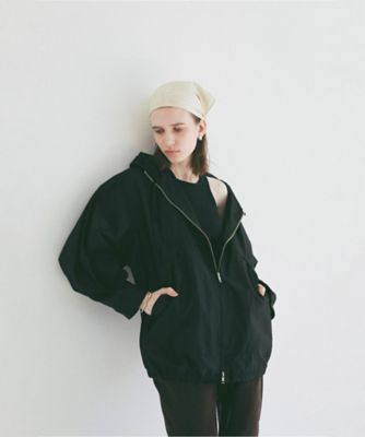 CRINKLED SHEER NYLON ZIP UP HOODIE