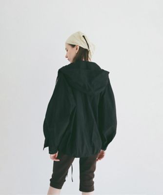 CRINKLED SHEER NYLON ZIP UP HOODIE