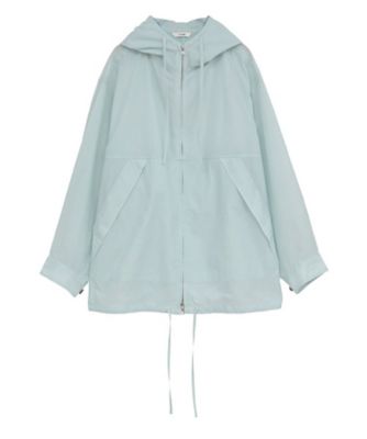 CRINKLED SHEER NYLON ZIP UP HOODIE