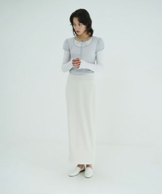 ＜CLANE (Women)＞ＬＡＹＥＲＥＤ　ＴＵＬＬＥ　ＲＩＢＢＯＮ　ＣＵＴ　ＴＯＰＳ　１０１０５ー１１３３