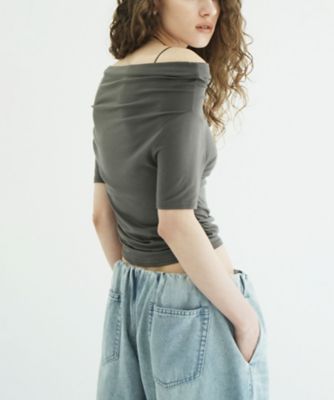 DRAPED OFF SHOULDER H／S TOPS 11105ー