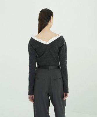 2WAY FRILL V NECK KNIT TOPS 11106ー