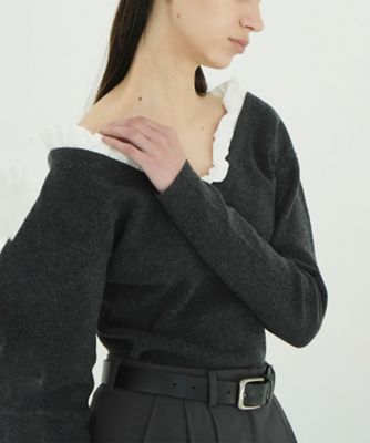 2WAY FRILL V NECK KNIT TOPS 11106ー
