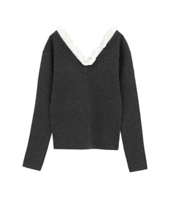 2WAY FRILL V NECK KNIT TOPS 11106ー