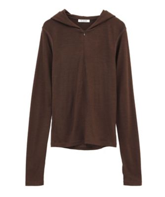 HALF ZIP WOOL HOODED TOPS 11105 