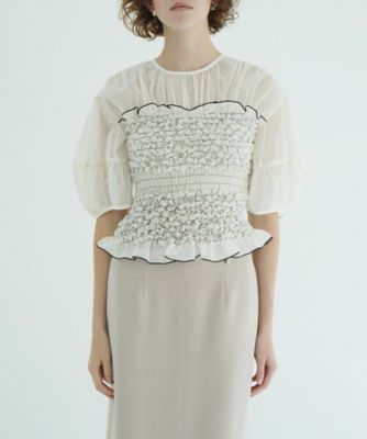 COLOR STITCHED SHIRRING TOPS 11122ー