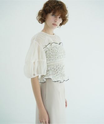 COLOR STITCHED SHIRRING TOPS 11122ー