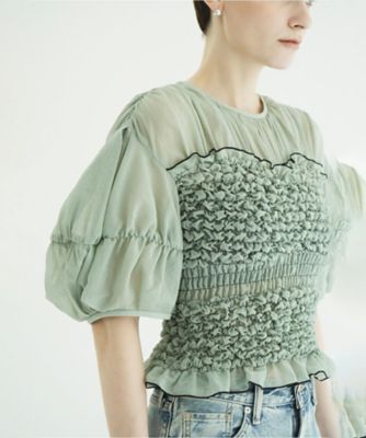 COLOR STITCHED SHIRRING TOPS 11122ー