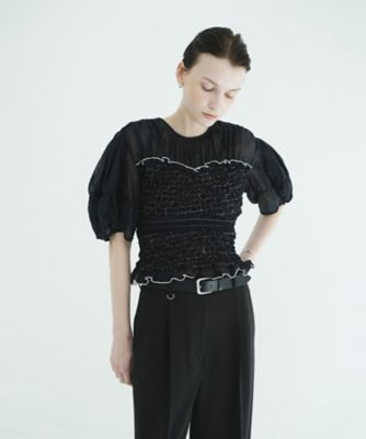 COLOR STITCHED SHIRRING TOPS 11122ー