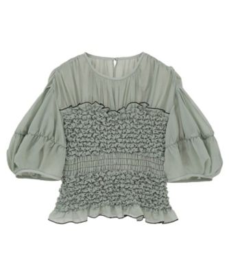 COLOR STITCHED SHIRRING TOPS 11122ー