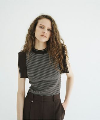 美品CLANEクラネ SQUARE SELEEVE TOPSブラック2025ss SQUARE SLEEVE KNIT TOPS 11106ー2003
