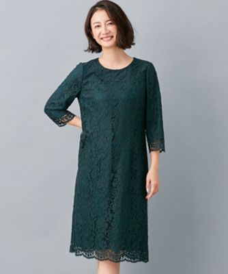 注目の商品 三越伊勢丹 公式 Leilian Women レリアン セレモニー 花柄総レースワンピース ダークグリーン 三越伊勢丹 公式 かいこみ