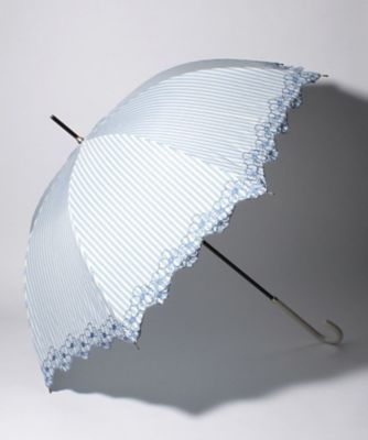 注目の商品 三越伊勢丹 公式 Paul Joe Accessoires Women 雑貨 Paul Joe Accessoires ポール アンド ジョー アクセソワ 傘 ストライプ フラワー刺繍 スカイブルー かいこみ