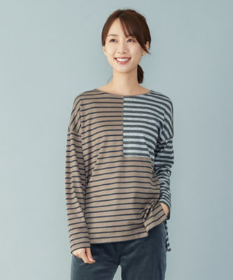 ＜Leilian plus house (Women/大きいサイズ)＞切り替えボーダーＴシャツ【ｌｅｉｌｉａｎ　ｔｈｅ　ｗｅｅｋ】