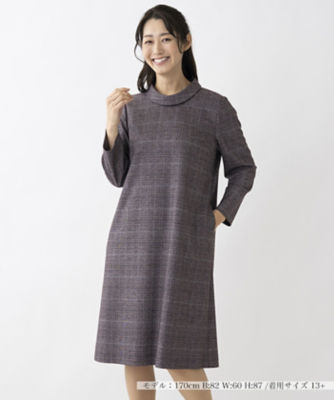 注目の商品 三越伊勢丹 公式 Sale 送料無料 Leilian Plus House Women 大きいサイズ レリアン プラスハウス チェックワンピース Leilian White Label ワイン かいこみ