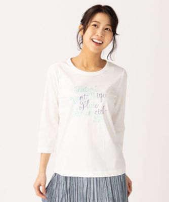 ＜Leilian plus house (Women/大きいサイズ)＞七分袖ロゴＴシャツ