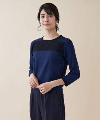 ＜Leilian (Women)＞レースカラー７分袖プルオーバー