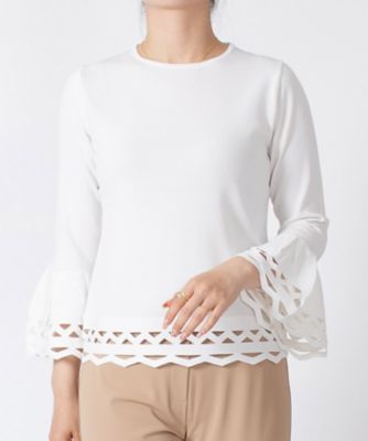 MADAM JOCONDE (Women)/マダム　ジョコンダ マダム　ジョコンダ　ＭＡＤＡＭ　ＪＯＣＯＮＤＥ　【セットアップ対応】透かし編み使いニットプルオーバー