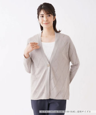 ＜Leilian (Women)＞Ｖネックニットカーディガン【ＬＥ　ＴＲＩＣＯＴ　ＰＥＲＵＧＩＡ】