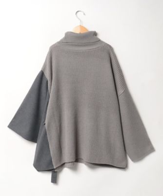 バイス　バーサ　ＶＩＣＥ　ＶＥＲＳＡ　【大きいサイズ】片畦×起毛素材ドッキング　アシンメトリーポンチョ