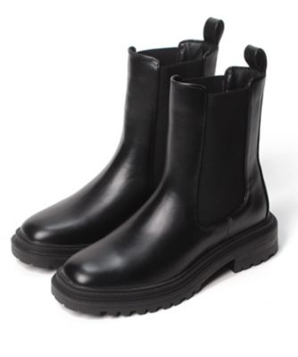 新品BURBERRY サイドゴア　厚底　ブーツBLACK38【24.5】 レザー グラベル ヒール チェルシーブーツ​ (ブラック