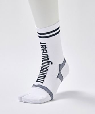 マンシングウェア Munsingwear レディース ソックス ミドル丈ソックス 遠赤保温 アーガイル柄 履き口ピコット仕様 リトルピート刺繍 足底パイルクッション付き  2023 秋冬 新作 ゴルフ