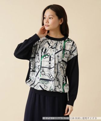 新品本物】 レトロ Musees de paris モナリザ 柄切替 ニットセーター